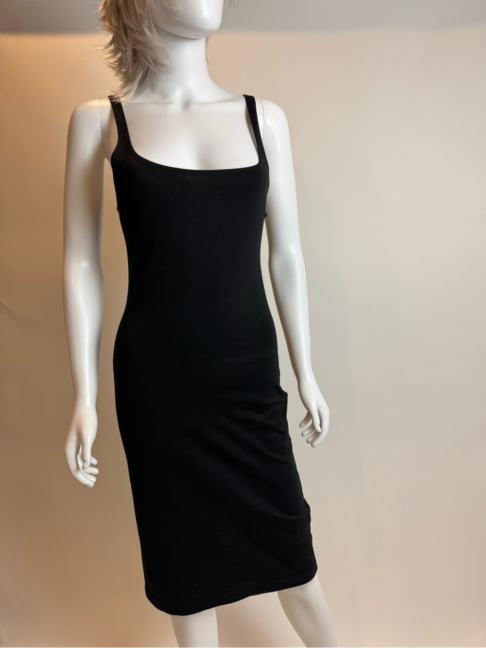 Zara Black Square-Neck Midi Tank Dress
